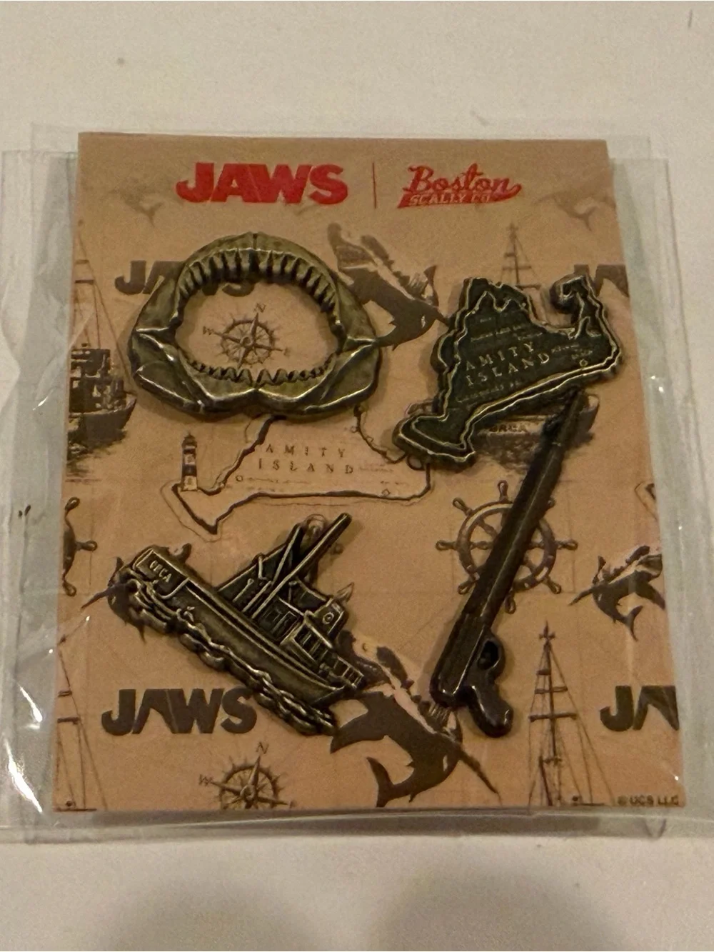 Boston Scally Co. Jaws Captain Quint Hat Men’s Size M/L , dust-bag, pin-set NWT